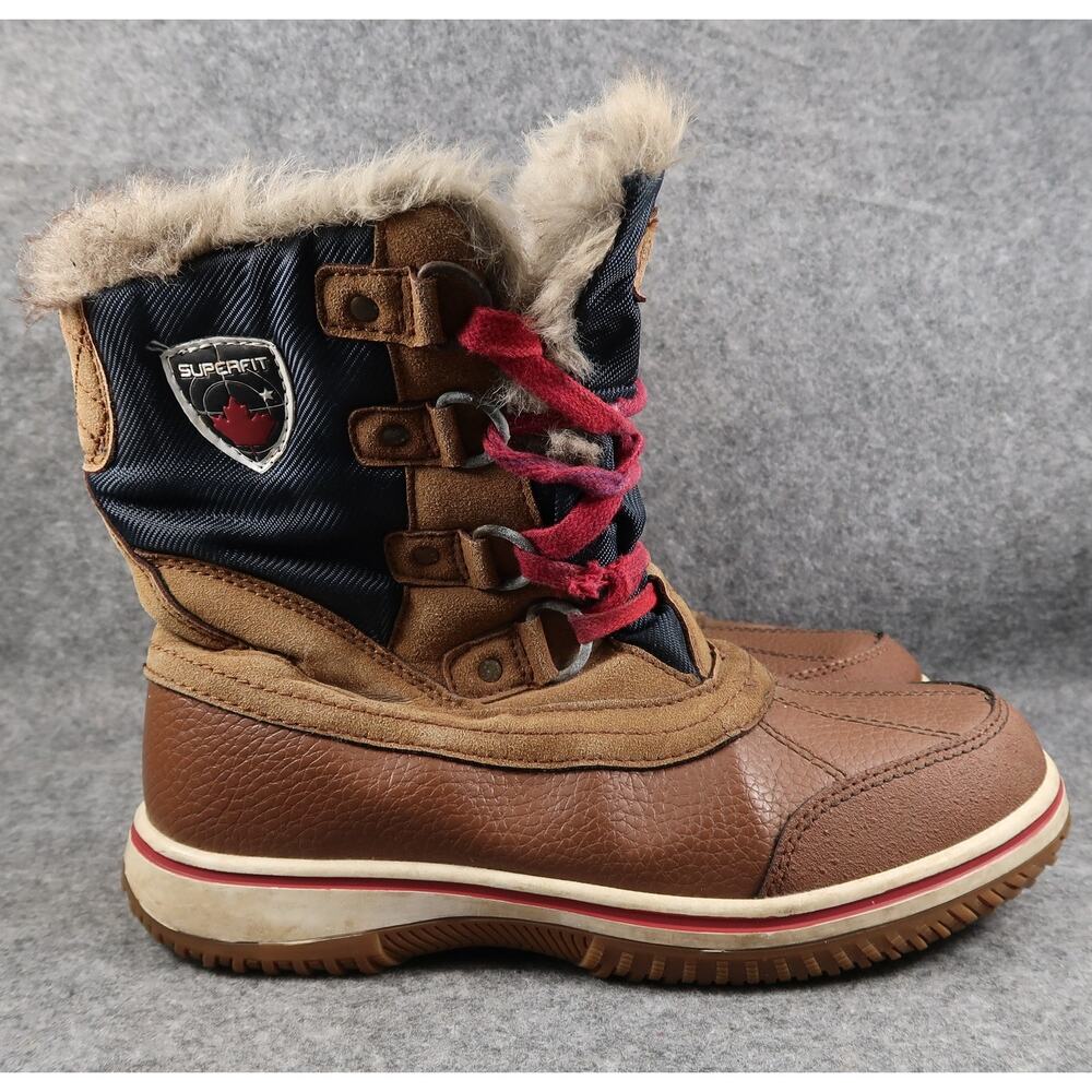 Superfit Boots Womens 9 Winter Lace Up Water Resistant Faux Fur Outdoor Anyx